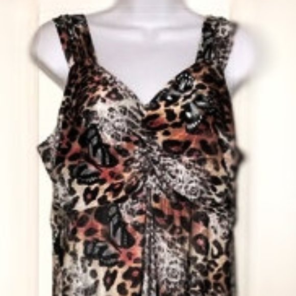 iB DIFFUSION Animal Print & Butterflies Sleeveless Maxi Dress - Picture 3 of 5